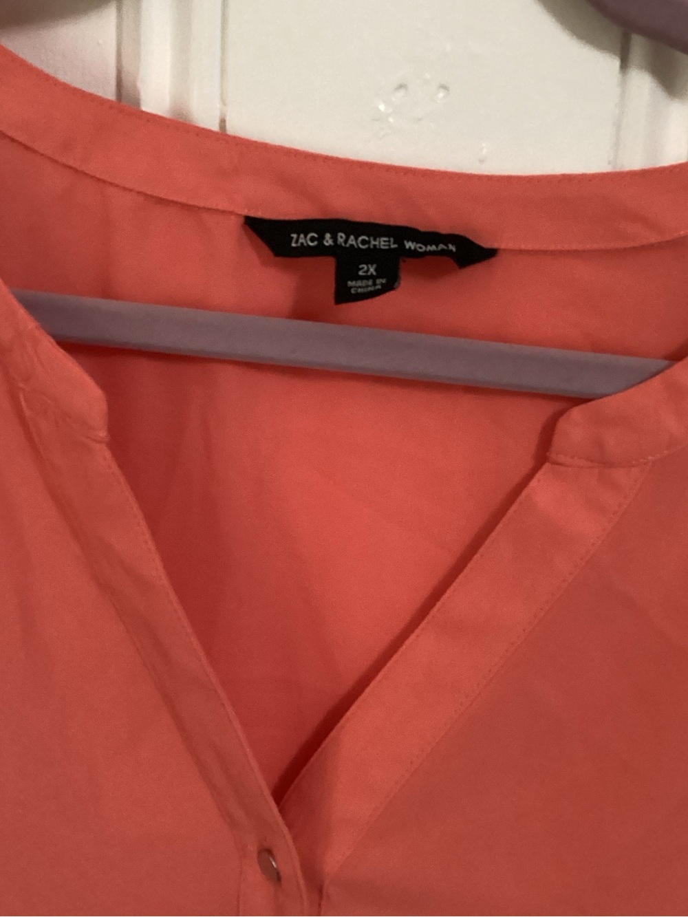 Zac & Rachel Coral Ruffle Sleeve Henley Blouse - Picture 2 of 4